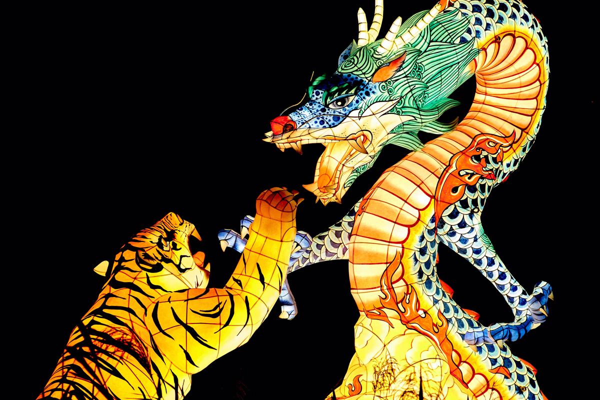 Illustration of dragon myths across different cultures, showcasing different styles and characteristics in Asian and Western traditions